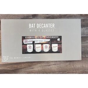 FSU Seminoles Bat Decanter Set 4 Glasses OS Clear New The Memory Company
